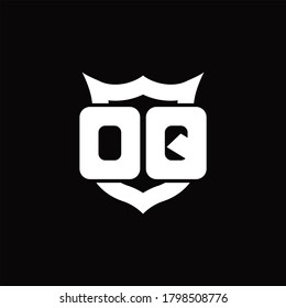 DQ Logo-Monogramm mit Schild um die Kronform-Design-Vorlage