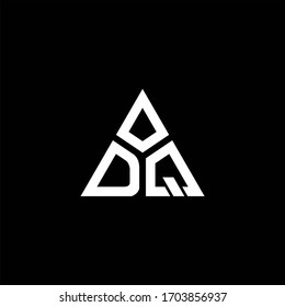 DQ monogram logo with 3 pieces shape isolated on triangle design template