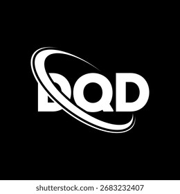 Logotipo de DQD. Carta DQD. Diseño del logotipo de la letra DQD. Logotipo de DQD inicial vinculado con el círculo y el logotipo del monograma en mayúsculas. Tipografía DQD para tecnología, negocio y marca inmobiliaria.