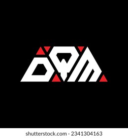 DQM triangle letter logo design with triangle shape. DQM triangle logo design monogram. DQM triangle vector logo template with red color. DQM triangular logo Simple, Elegant, and Luxurious design.