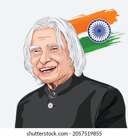 Dr. A.P.J Abdul Kalam. the Former President of India. world-renowned Space Scientist,vector image of abdul kalam.A. P. J. Abdul Kalam, Portrait of  Kalam,