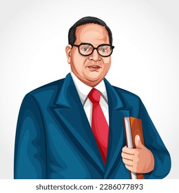 Dr. Bhimrao Ambedkar. B. R. Ambedkar Jayanti Indian Babasaheb Day celebration vector Illustration. Democracy Law book with Bhimrao Ambedkar.