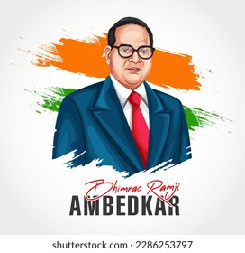 Dr. Bhimrao Ambedkar. B. R. Vector de diseño de afiches de la celebración del Día de la Babasaheb en Ambedkar Jayanti India. Saludo la celebración con bandera tricolor.