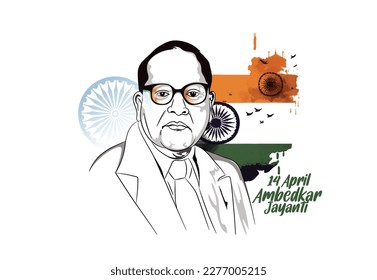 Dr. Bhimrao Ambedkar Indian Freedom Fighter and constitution writer Babasaheb Bhimrao Ambedkar Jayanti with Ashoka chakra