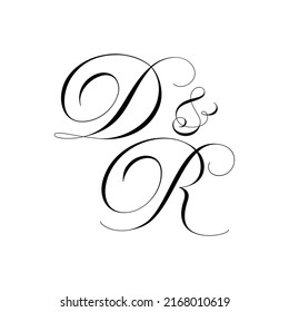 DR Calligraphy Monogram initial letters logo Design