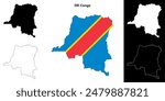 DR Congo blank outline map set