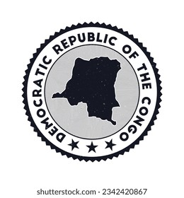 DR Congo emblem. Country round stamp with shape of DR Congo, isolines and round text. Awesome badge. Cool vector illustration.