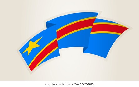 DR Congo Flag in Abstract Ribbon Shape, National Symbol of the DR Congo. This vector is ideal for use in national events, Independence Day, international sports competitions.