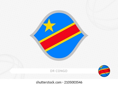 DR Congo flag for basketball competition on gray basketball background. Sports vector illustration.