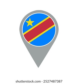Pino de localização da bandeira do Congo da RDC, aplicativo da bandeira, ícone do vetor para aplicativos móveis, UI e web design, design gráfico, ponteiro do mapa, ilustração vetorial.	