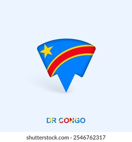 DR Congo Flag Map Pointer Design with Shadow. Vector illustrator.