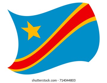 dr congo flag moved by the wind