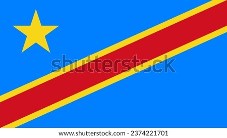 DR Congo Flag. National Congo flag. Flag of Democratic Republic of the Congo. Flag of Congo Vector graphics