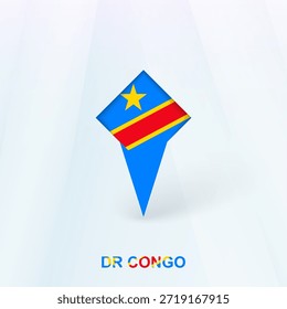 Ícone do pino da bandeira do Congo com desenho geométrico. Ilustração vetorial.