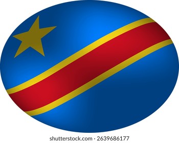 DR Congo Flag Vector Art - Golden Star Oval Design