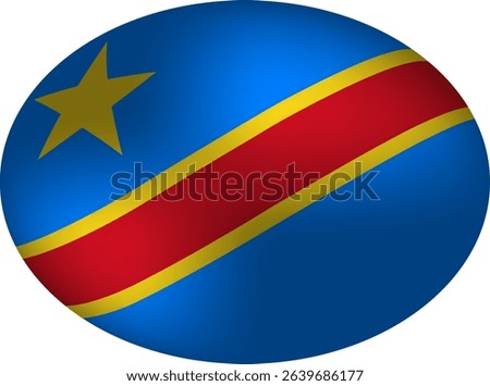 DR Congo Flag Vector Art - Golden Star Oval Design