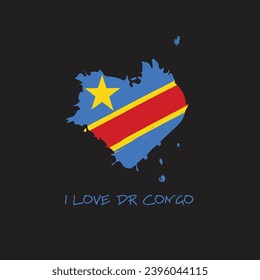 DR Congo grunge flag heart design. Vector illustration.