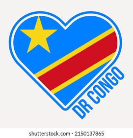 DR Congo heart flag badge. Made with love from DR Congo logo. Flag of the country in a heart shape. Vector illustration.