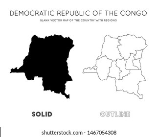 DR Congo map. Blank vector map of the Country with regions. Borders of DR Congo for your infographic. Vector illustration.