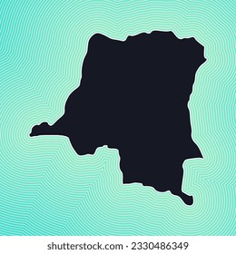 DR Congo map icon. Country shape on radiant striped gradient background. DR Congo vibrant poster. Attractive vector illustration.