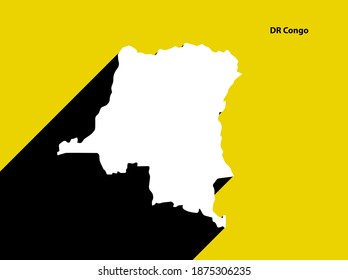 DR Congo Map on retro poster with long shadow. Vintage sign easy to edit, manipulate, resize or colorize.
