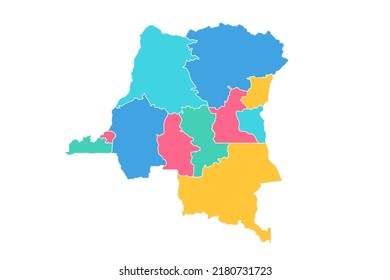 Mapa de la RD del Congo - Mapa mundial Mapa internacional de la plantilla vectorial con alto nivel de detalle incluyendo azul, verde, rosa y amarillo color de contorno aislado en fondo blanco - Ilustración vectorial eps 10
