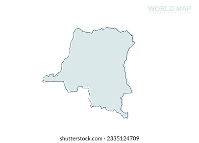 DR Congo Map - World map International vector template with blue stork line and blue geometric shapes isolated on white background for design, infographic, website - Vector illustration eps 10
