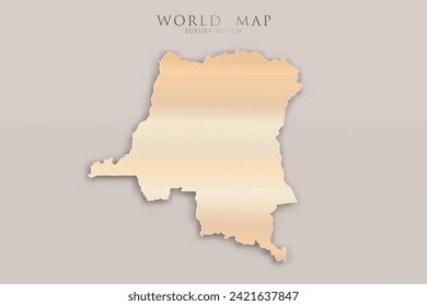 DR Congo Map - World map International vector template with 3D, gold luxury design including shadow on bright background for design, education, website, infographic - Vector illustration eps 10