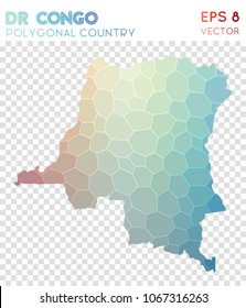 DR Congo polygonal, mosaic style country map. Dramatic low poly style, modern design for infographics or presentation.