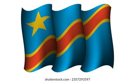 dr congo realistic waving flag design vector illustration suitable for element on poster design, template and social media post design