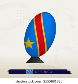 DR Congo Rugby Ball on Rugby Kicking Tees with Modern Design. Illustration perfect for sports, national pride, and rugby-related projects.