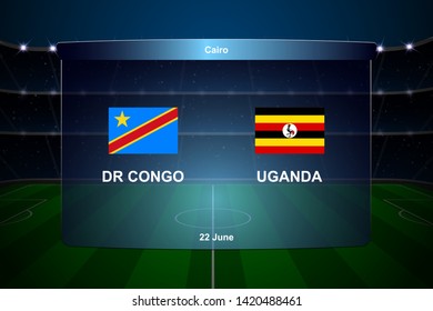 DR Congo vs Uganda football scoreboard broadcast graphic soccer template