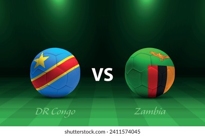 Plantilla de emisión del marcador de fútbol Congo vs Zambia para el torneo de fútbol africano 2023