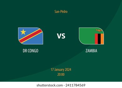 DR Congo vs Zambia football scoreboard broadcast template for soccer africa tournament 2023