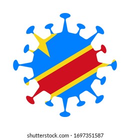 DR Congo's flag shaped as a virus. Vector illustration representing the pandemic's impact.