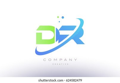 dr d r alphabet green blue swoosh letter company logo vector icon design template