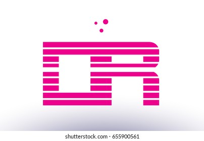dr d r alphabet letter logo pink purple line stripe company design template creative abstract vector