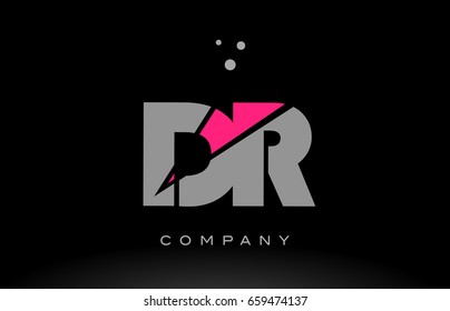 dr d r alphabet letter logo pink grey black creative company vector icon design template