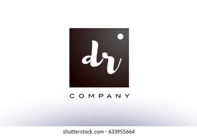 DR D R black white handwritten handwriting alphabet company letter logo square design template dot dots creative abstract