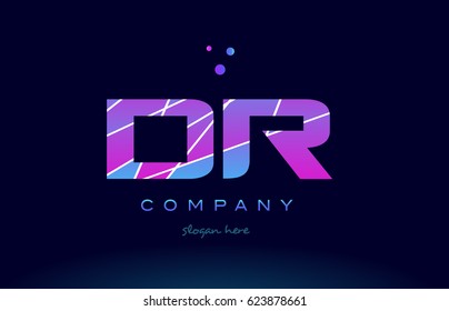 dr d r  creative color blue background pink purple magenta alphabet letter company logo vector icon