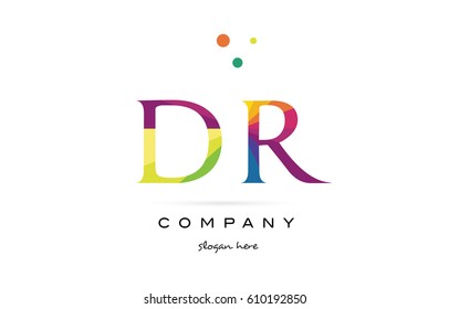 dr d r  creative rainbow colors colored alphabet company letter logo design vector icon template