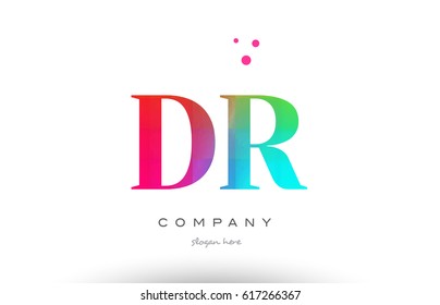 DR D R creative rainbow colors colored artistic alphabet company letter logo design vector icon template