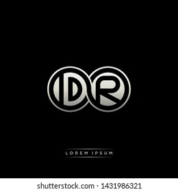 DR D R initial letter linked circle capital monogram logo modern template silver color edition