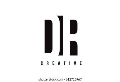 DR D R White Letter Logo Design with Black Square Vector Illustration Template.