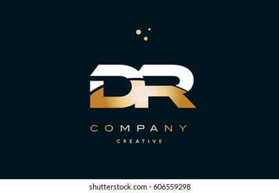 dr d r  white yellow gold golden metal metallic luxury alphabet company letter logo design vector icon template