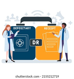 DR Depositary Receipt acronym. business concept background.  vector illustration concept with keywords and icons. lettering illustration with icons for web banner, flyer, landing page