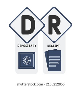 DR Depositary Receipt acronym. business concept background.  vector illustration concept with keywords and icons. lettering illustration with icons for web banner, flyer, landing page