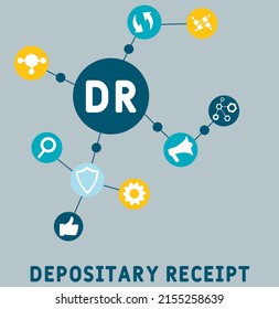 DR Depositary Receipt acronym. business concept background.  vector illustration concept with keywords and icons. lettering illustration with icons for web banner, flyer, landing page