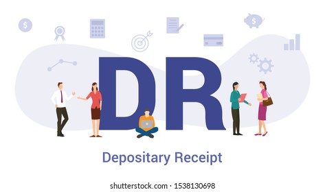 dr depositary receipt concept with big word or text and team people with modern flat style - vector