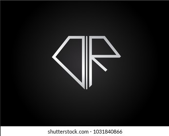 DR diamond shape silver color design
